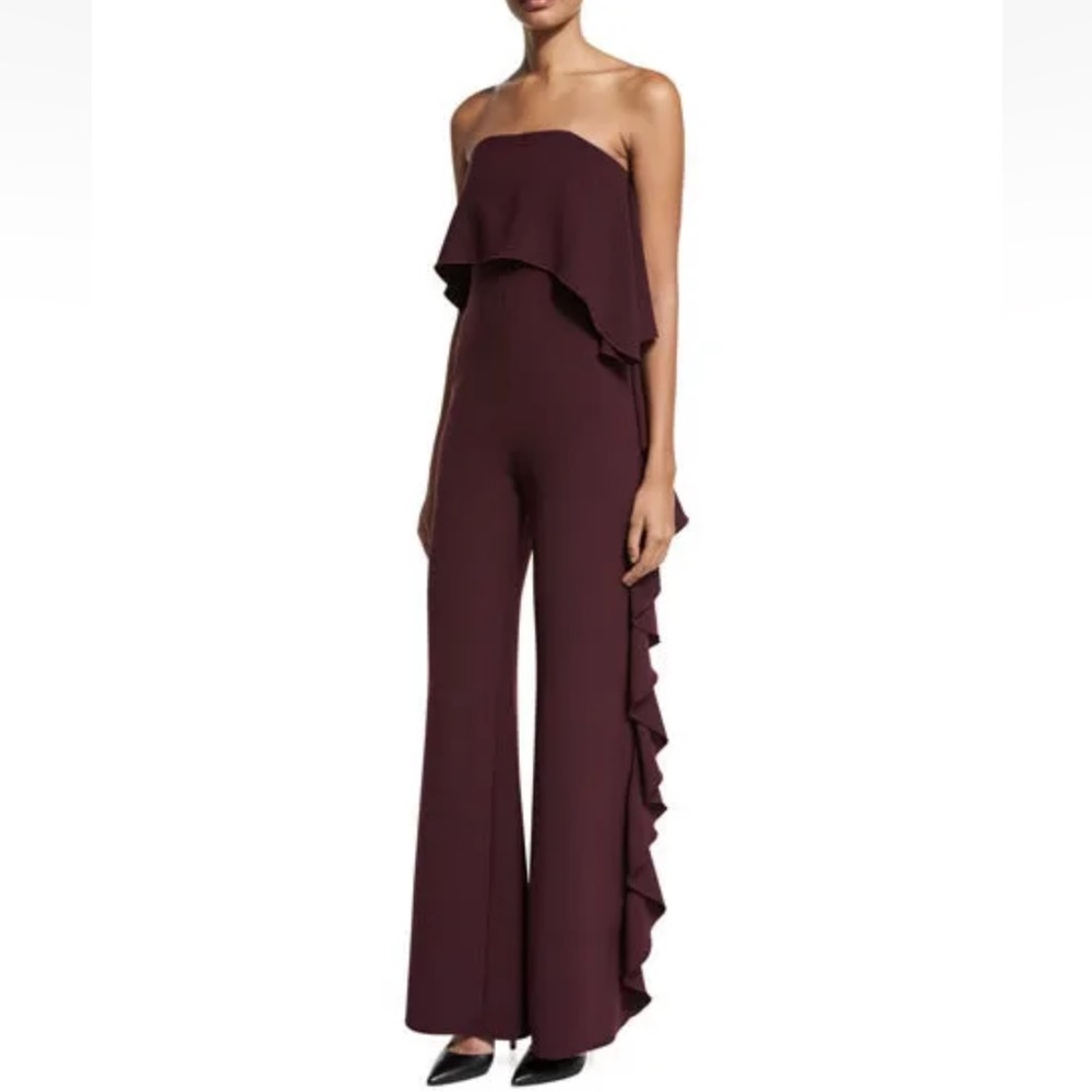 ALEXIS Kendall Wide Leg Ruffle Side Jumpsuit Plum Purple Small